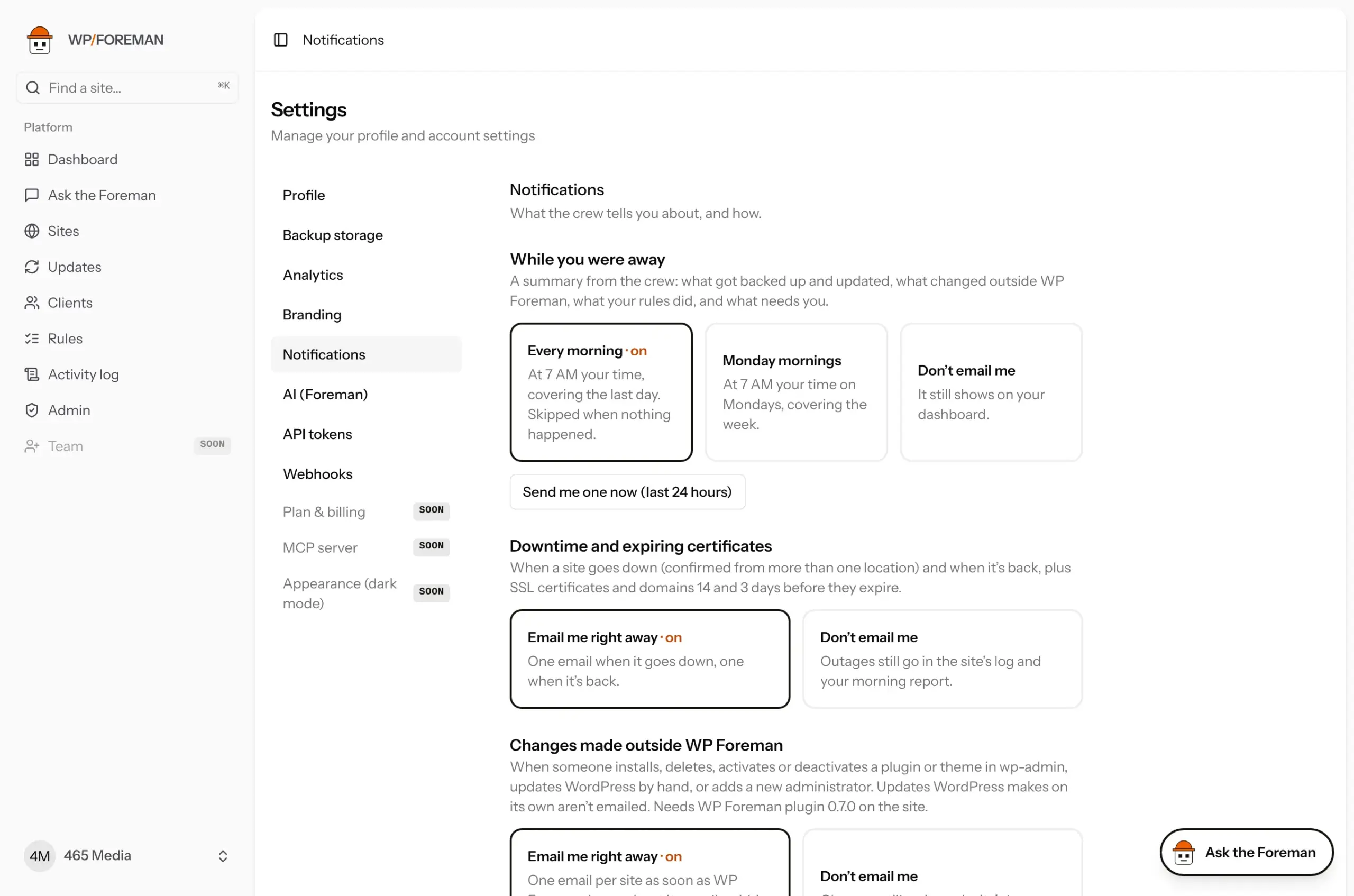 Settings › Notifications